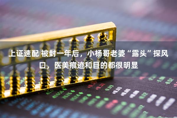 上证速配 被封一年后，小杨哥老婆“露头”探风口，医美痕迹和目的都很明显